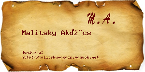 Malitsky Akács névjegykártya